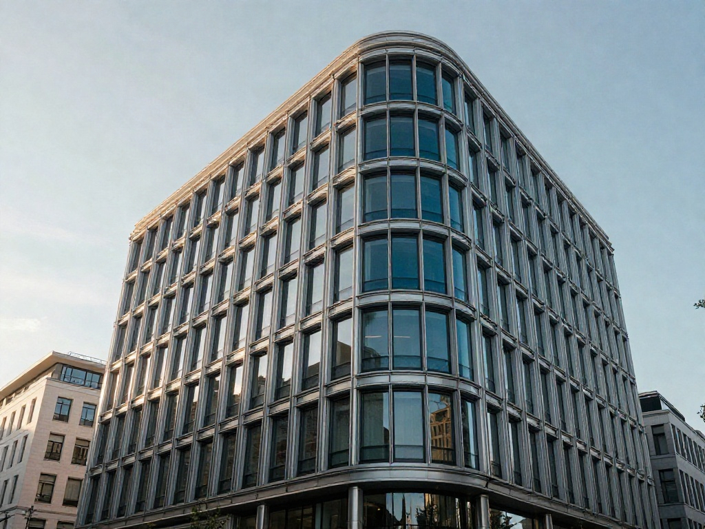 A fresh perspective on the sweeping glass facade of a contemporary office building